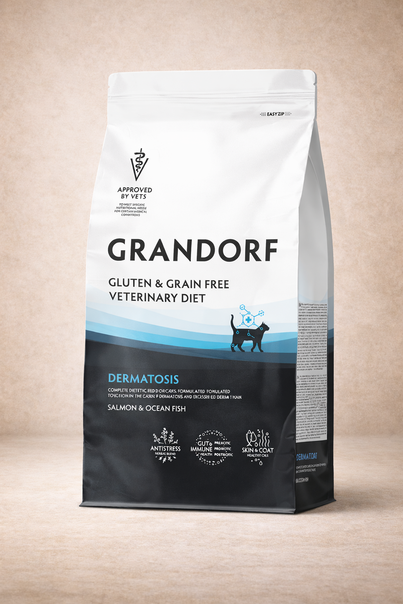 Grandorf – Aliment diététique sans céréales peau et pelage pour chat
