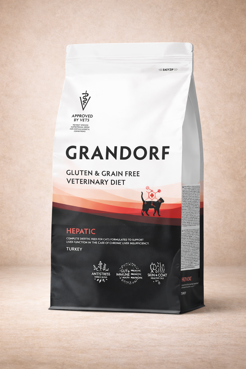 Grandorf – Aliment diététique sans céréales soutien hépatique pour chat