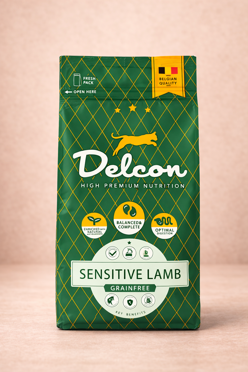 Delcon – Croquettes Sensitive à l’agneau pour chat