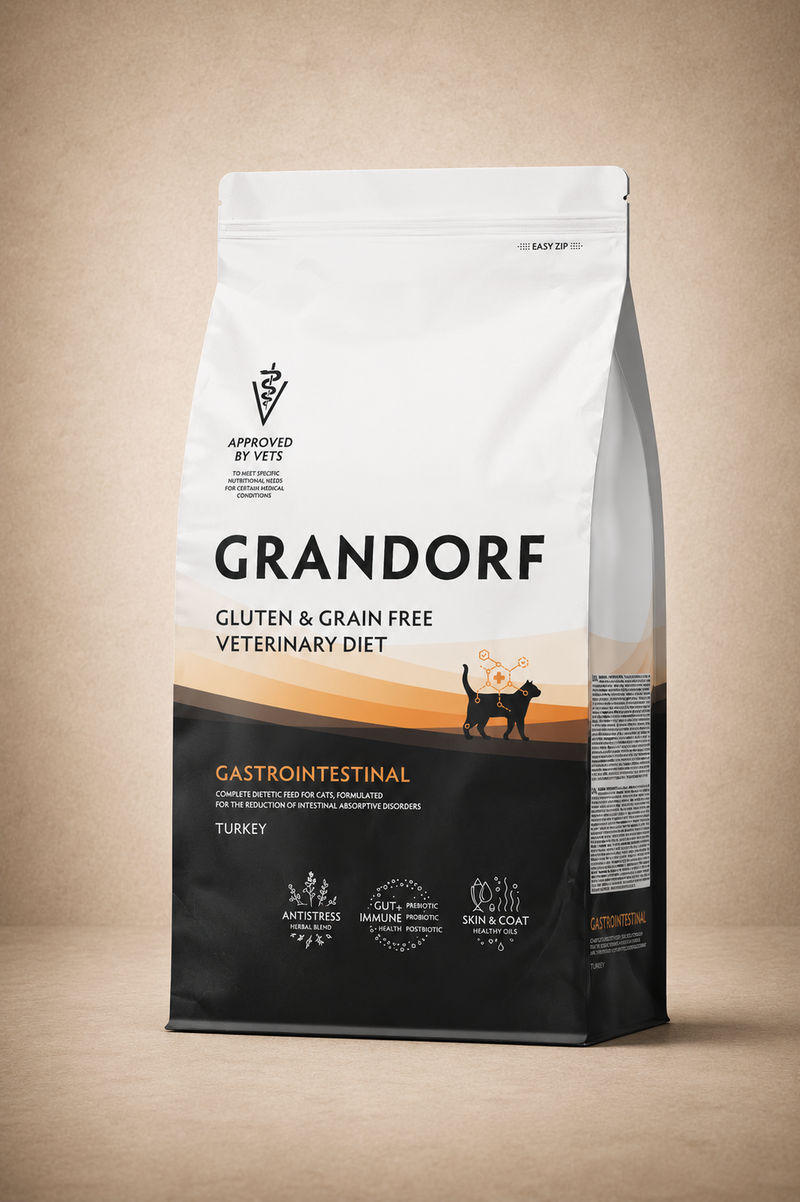 Grandorf VET Gastrointestinal Moderate Calorie – Graanvrije Dieetvoeding voor een Gezonde Spijsvertering bij Katten