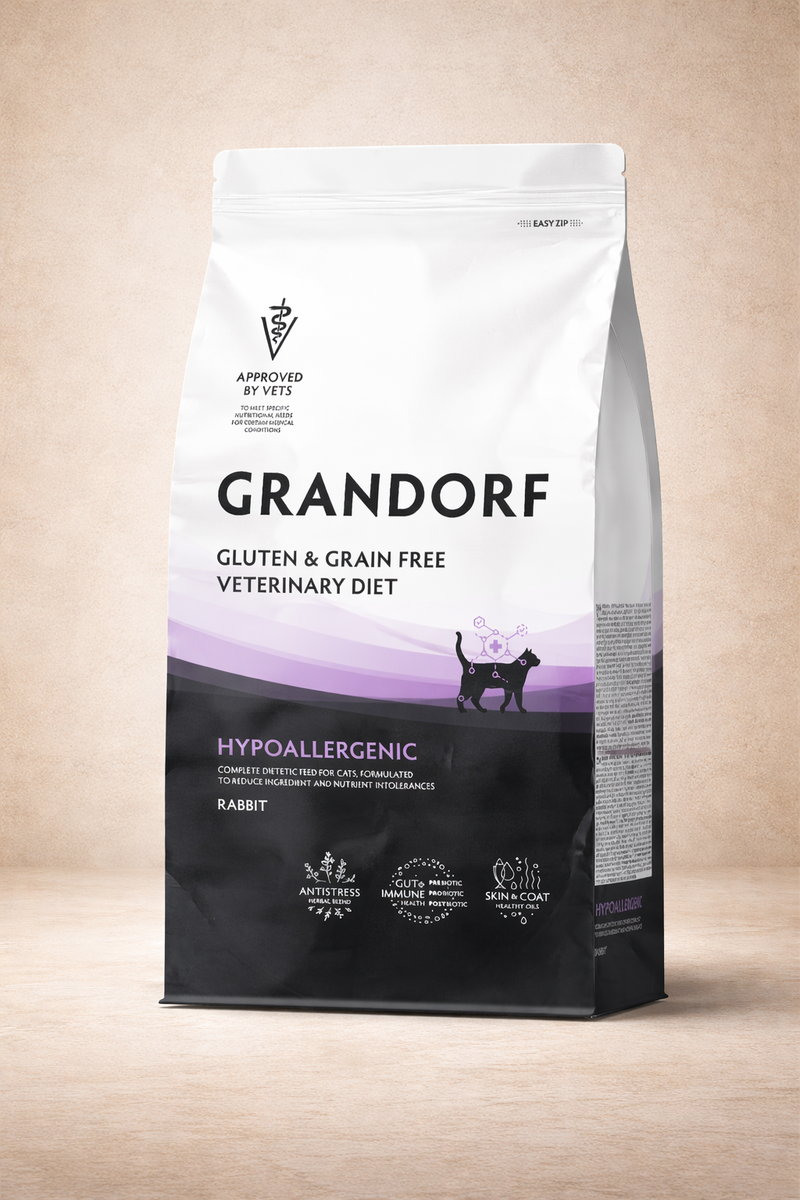 Grandorf – Aliment diététique hypoallergénique sans céréales au lapin hydrolysé pour chat
