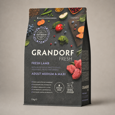 Grandorf Agneau Frais & Dinde – Croquettes Hypoallergéniques Sans Céréales pour Chien Adulte Moyenne et Grande Race