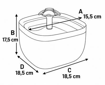 Flowie – Fontaine à Eau Carrée Noire pour Chien et Chat