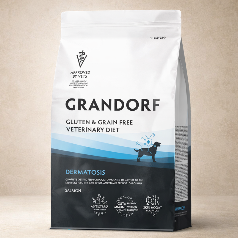 Grandorf – Aliment diététique dermatose sans céréales au saumon pour chien