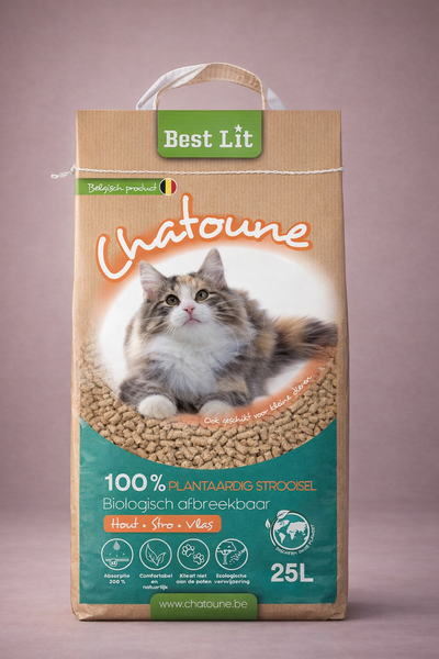 Chatoune – Litière végétale lin, paille et bois pour chat